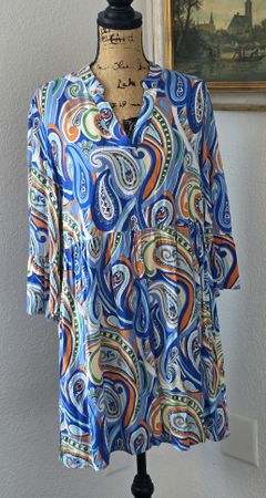 Sommerkleid Gr. S\M, blaues Paisley Muster